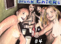 topless girls gather around the table